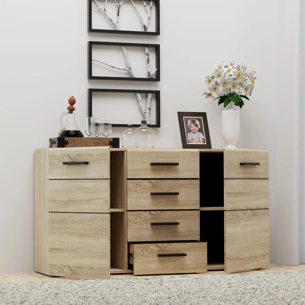 Μπουφές Solo 150x41x82cm Sonoma με Wenge και MDF Καμπυλωτό τελείωμα στις πόρτες. - TO-SOLO2D4S - TO-SOLO2D4S