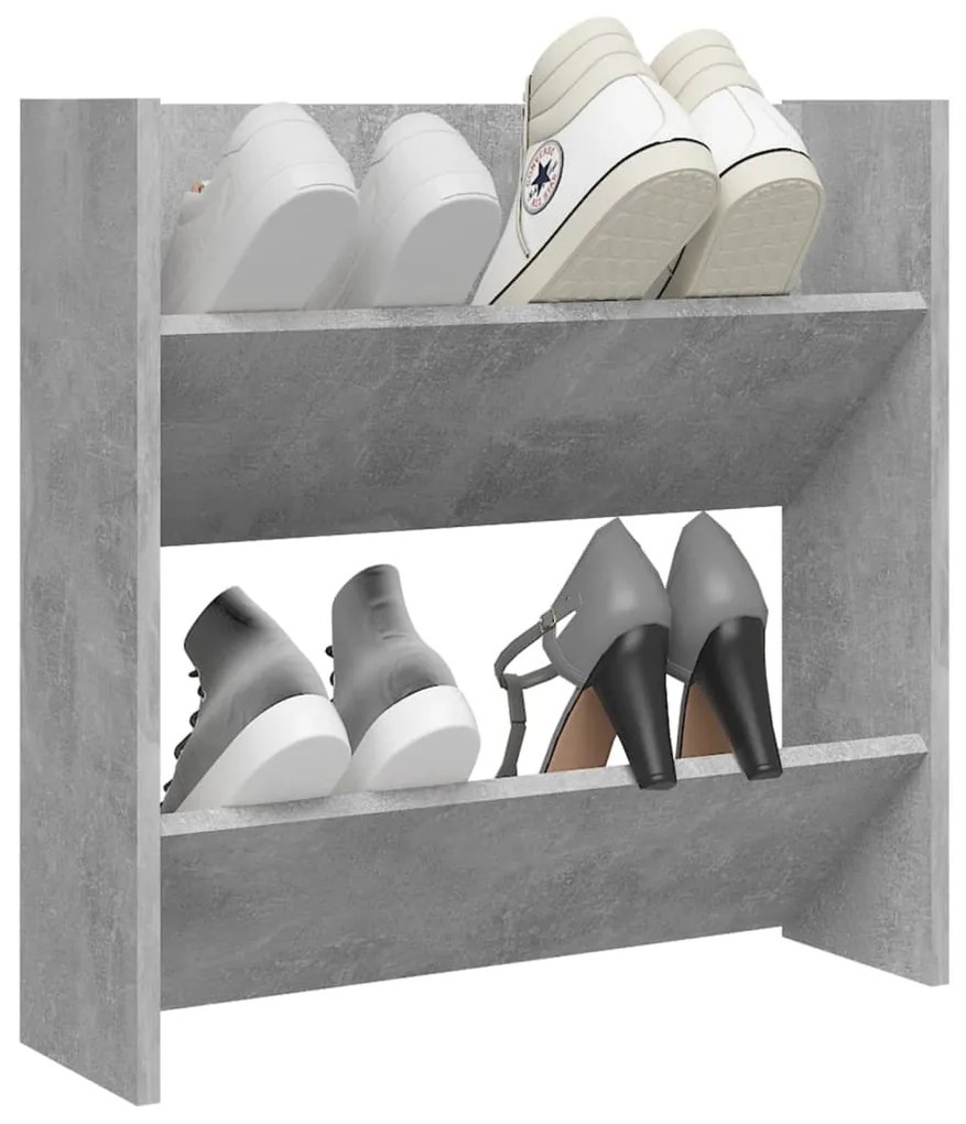 vidaXL Παπουτσοθήκη Τοίχου Γκρι Σκυροδέματος 60x18x60 εκ. Μοριοσανίδα