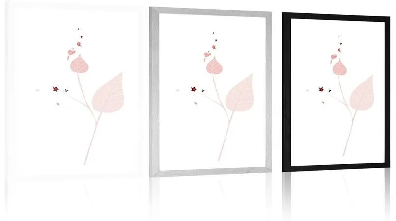 Αφίσα με παρπαστού Φύλλα σε απλή διακόσμηση - 20x30 white