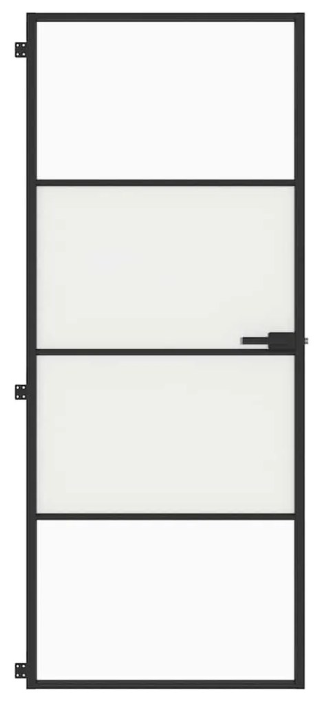 vidaXL Εσωτερική Πόρτα Μαύρη 83 x 201,5 εκ. Ψημένο Γυαλί & Αλουμίνιο