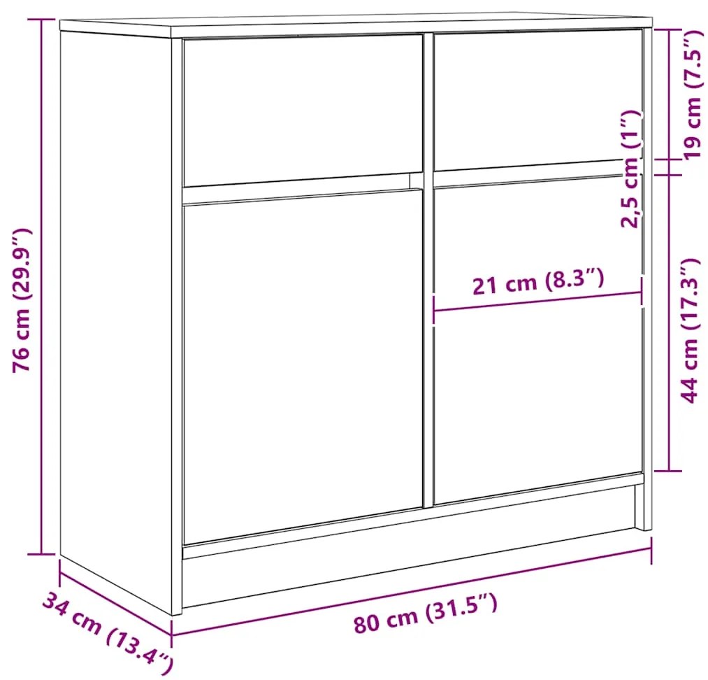 Συρταριέρα με Συρτάρια Καπνιστή Δρυς 80x34x76 εκ. Επεξ. Ξύλο - Καφέ