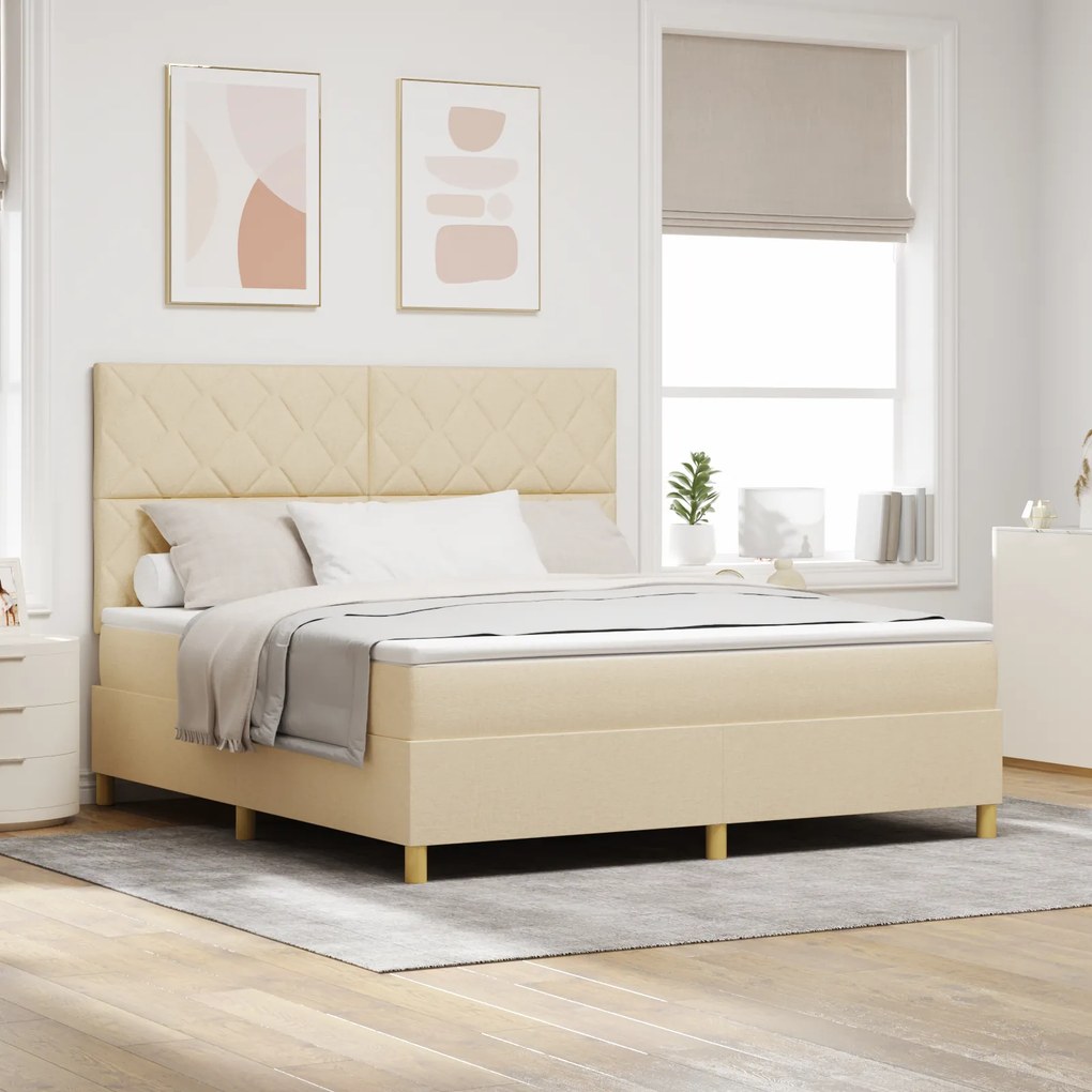 vidaXL Κρεβάτι με ελατήρια με στρώμα Κρεμ 180 x 200 cm ύφασμα