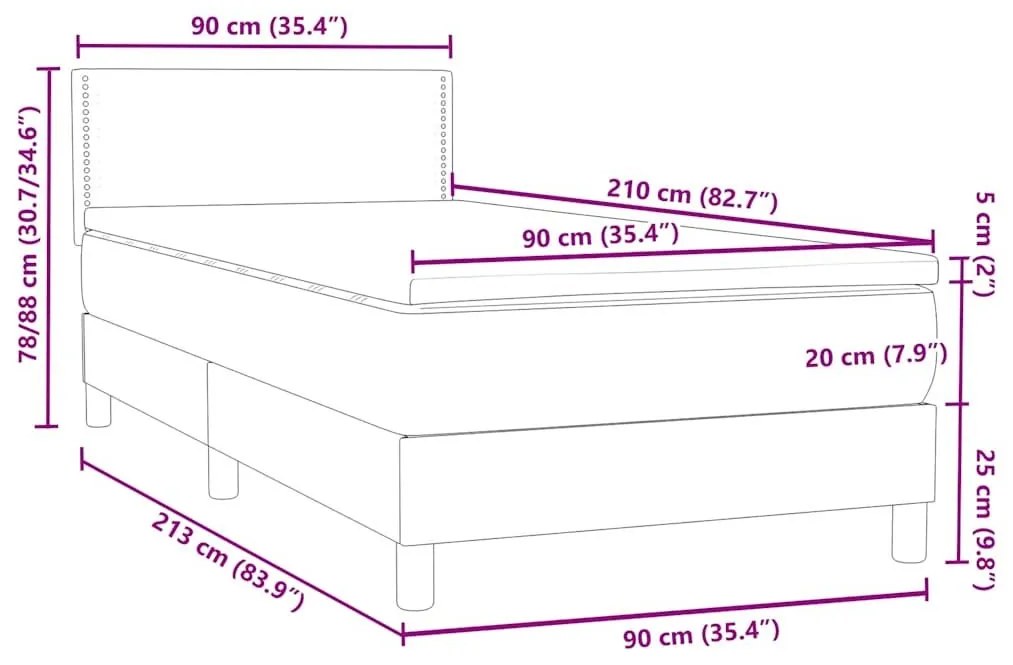 Box Spring κρεβάτι με στρώμα σκούρο πράσινο 90x210εκ. Βελούδινο - Πράσινο