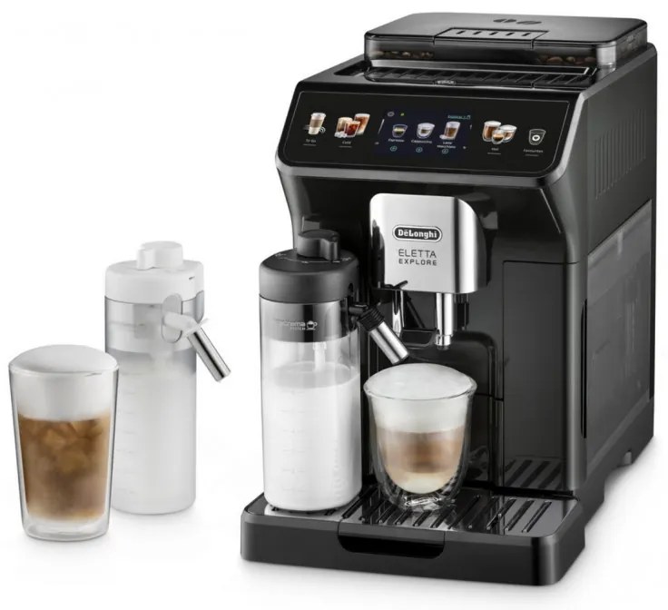 Καφετιέρα DeLonghi Eletta Explore ECAM450.65.G, 1450W, 19 bar, 1.8l, Wi-Fi, Touch TFT display, LatteCrema hot/cool, Twin Shot, To-Go, +Ground coffee, Μαύρο/γκρι