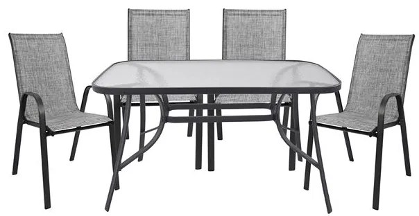 Intrahome ΣΕΤ ΤΡΑΠΕΖΑΡΙΑΣ ΓΚΡΙ ΜΕΤΑΛΛΙΚΟ 5ΤΜΧ ΜΕ 4 ΚΑΡΕΚΛΕΣ & ΤΡΑΠΕΖΙ 140Χ80 .01 intraho-0009595