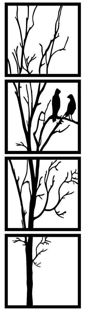 Διακοσμητικό Τοίχου Tree And Birds (Σετ 4Τμχ) 891TNL1910 44x44cm Black Wallity Metal