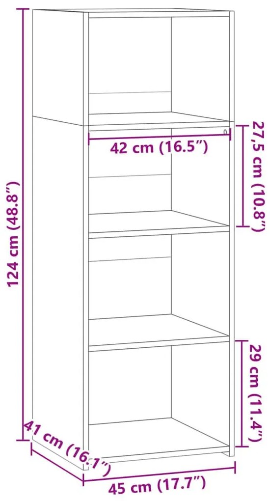 Ντουλάπι Μαύρο 45x41x124 εκ. από Επεξεργασμένο Ξύλο - Μαύρο