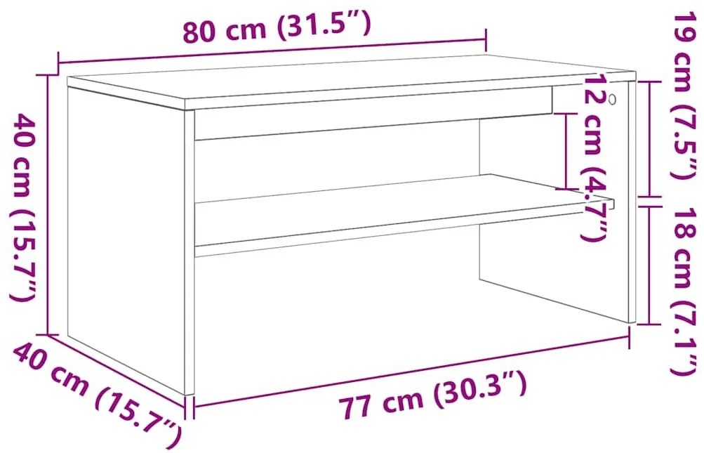 Έπιπλο Τηλεόρασης Καπνιστή Δρυς 80x40x40 εκ. Επεξ. Ξύλο - Καφέ