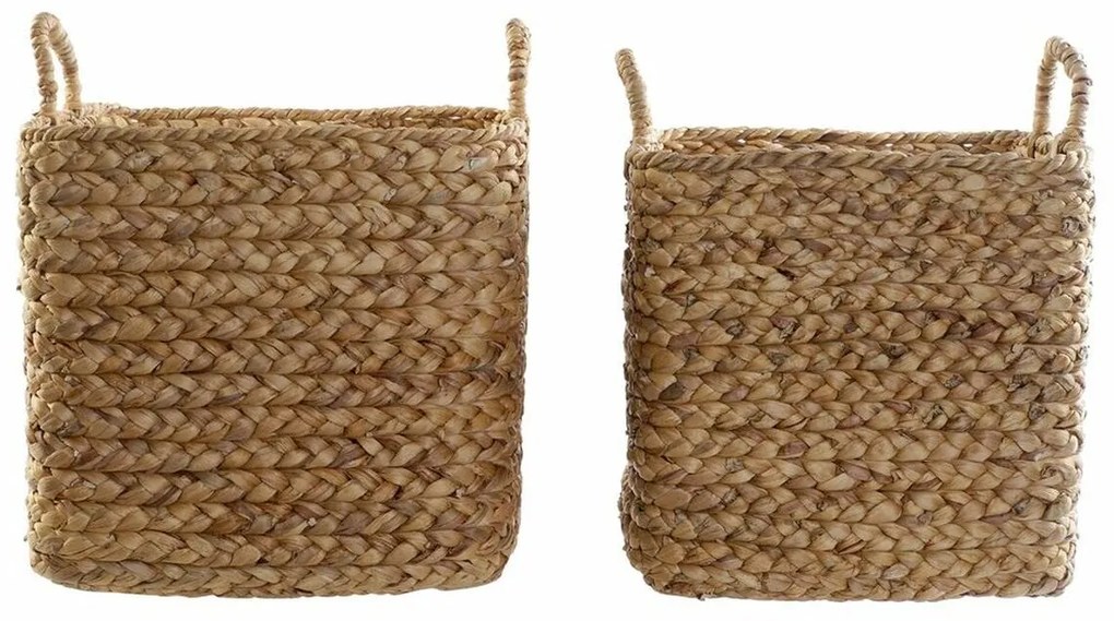 Σετ Καλαθιών DKD Home Decor Καφέ Φυσικό Καλάμια (2 Τεμάχια)