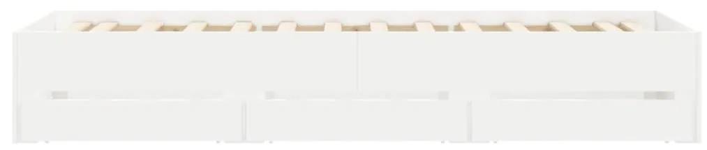 Πλαίσιο Κρεβατιού με Συρτάρια Λευκό 75x190εκ Επεξεργασμένο Ξύλο - Λευκό