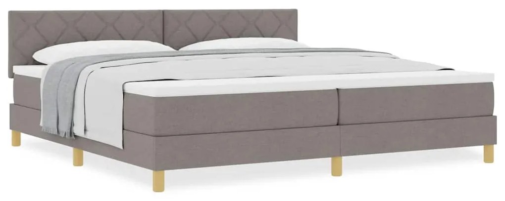 vidaXL Κρεβάτι box spring με στρώμα Taupe 200 x 200 cm ύφασμα