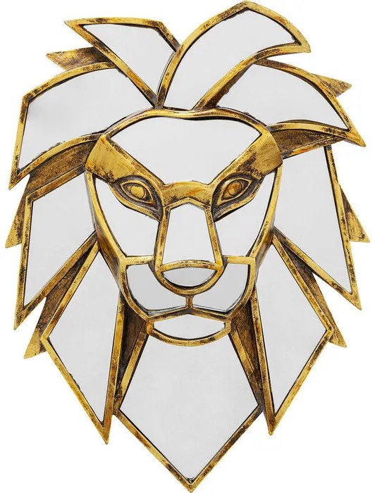 Διακοσμητικό Τοίχου Καθρέφτης Lion Πολυρεσίνη/Γυαλί Χρυσό 26.5x5x35εκ. - Χρυσό
