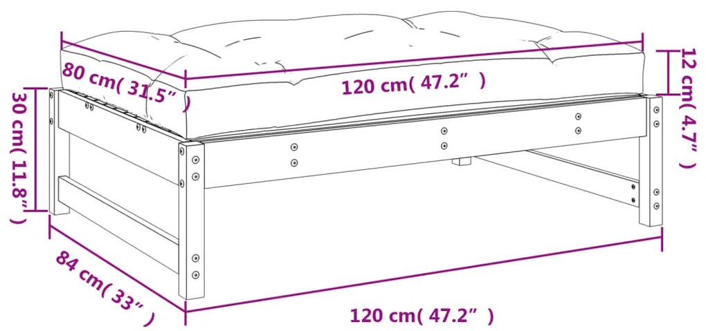 Υποπόδιο Κήπου 120 x 80 εκ. από Μασίφ Ξύλο Ψευδοτσούγκας - Καφέ