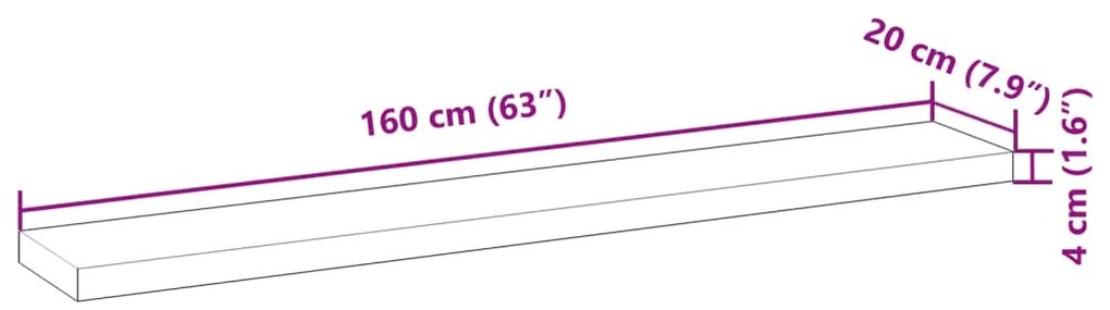 Ράφι Κρεμαστό 160x20x4 εκ. Φινίρισμα Λαδιού Μασίφ Ακακία - Καφέ