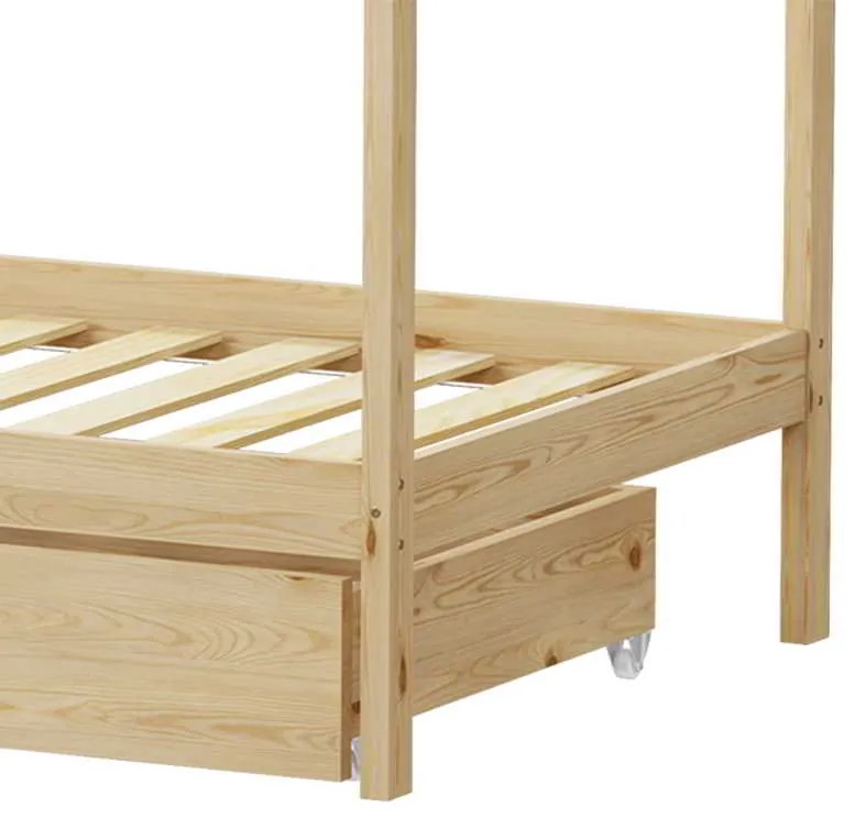 Παιδικό κρεβάτι Mellin τ.Montessori με 2 συρτάρια pakoworld ξύλο πεύκου σε φυσική απόχρωση 90x190εκ