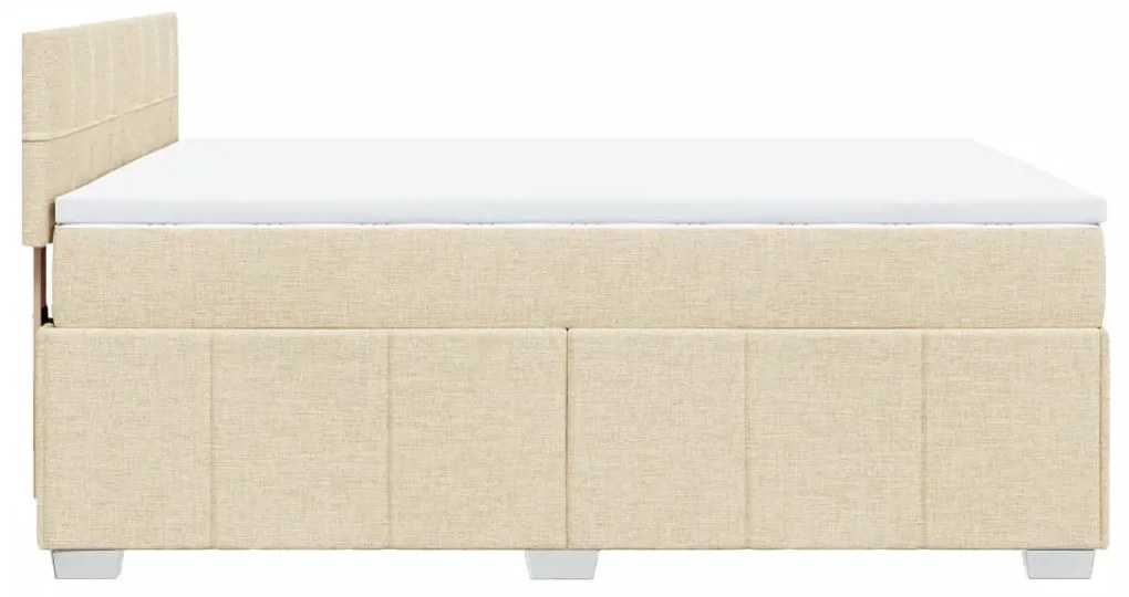 vidaXL Κρεβάτι Boxspring με Στρώμα Κρεμ 140x190 εκ. Υφασμάτινο