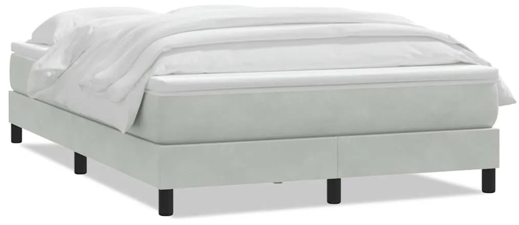 vidaXL Κρεβάτι Boxspring με Στρώμα Ανοιχτό Γκρι 160x210 εκ. Βελούδινο