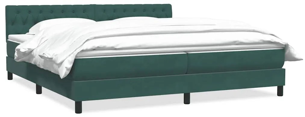 vidaXL Κρεβάτι Boxspring με Στρώμα Σκούρο Πράσινο 180x210εκ. Βελούδινο