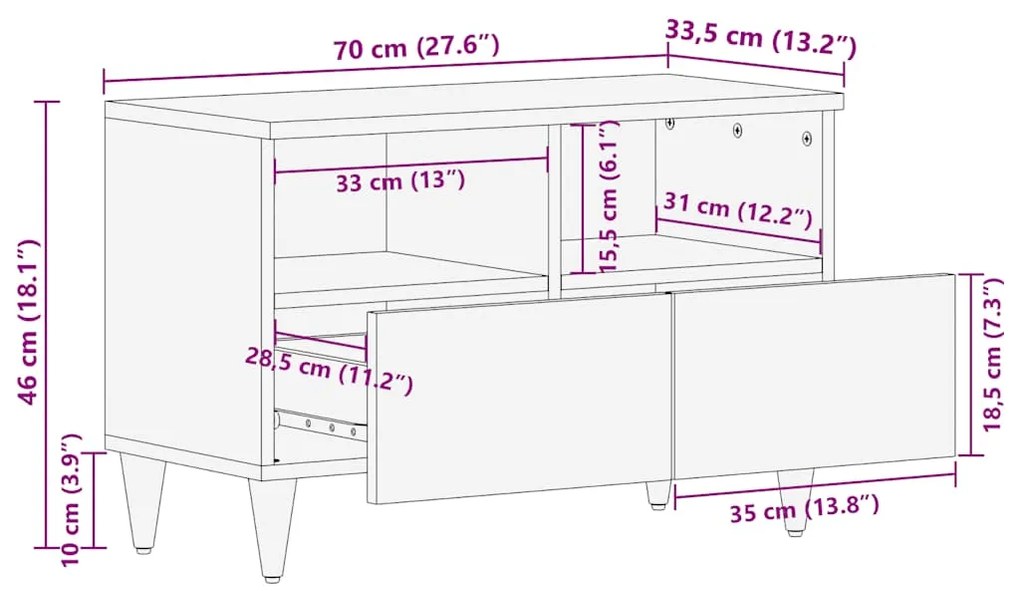 ΝΤΟΥΛΑΠΙ ΤΗΛΕΟΡΑΣΗΣ  70X33,5X46 CM ΜΑΣΙΦ ΞΥΛΟ MANGO 4018665