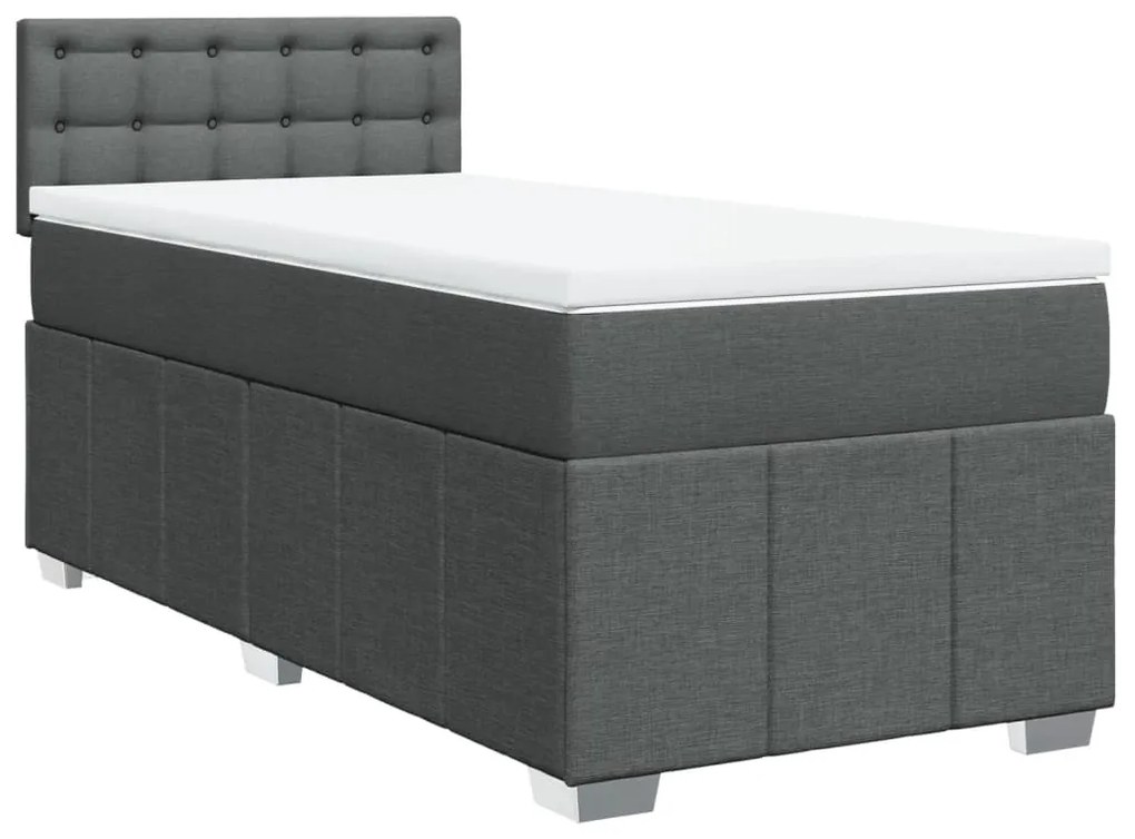 vidaXL Κρεβάτι Boxspring με Στρώμα Σκούρο Γκρι 90x200 εκ. Υφασμάτινο