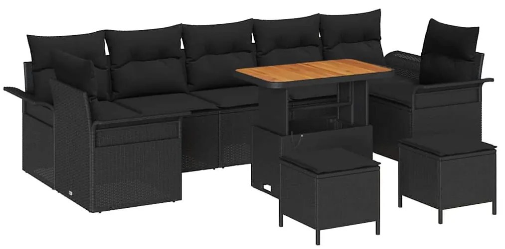 vidaXL Σετ Καναπέ Κήπου 10 pcs Μαύρο συνθετικό ρατάν
