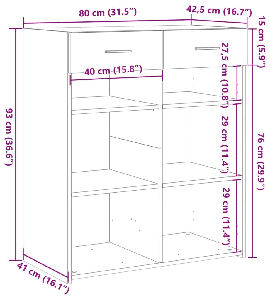 Ντουλάπι Καφέ Δρυς 80x42,5x93 εκ. Επεξεργασμένο Ξύλο - Καφέ