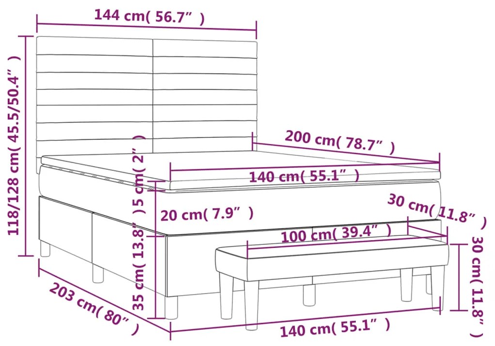 ΚΡΕΒΑΤΙ BOXSPRING ΜΕ ΣΤΡΩΜΑ ΣΚΟΥΡΟ ΚΑΦΕ 140X200 ΕΚ ΥΦΑΣΜΑΤΙΝΟ 3137240