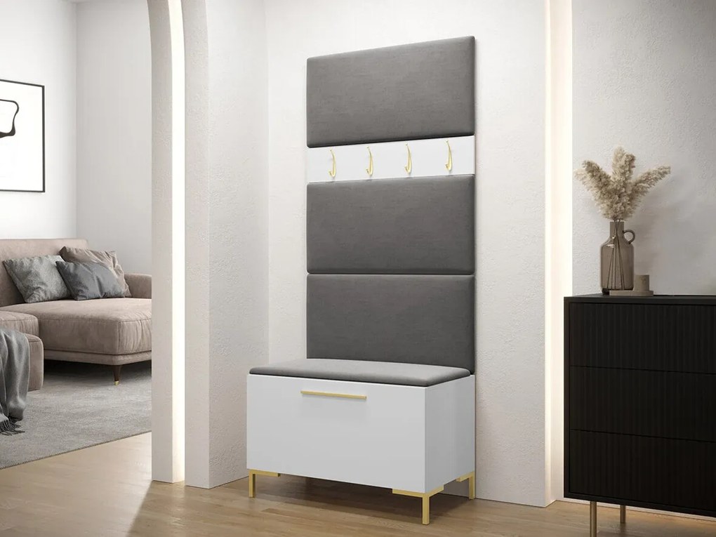Σετ διαδρόμου Hartford F102, 196x84x46cm, 32 kg, Άσπρο, Ταπισερί, Πλαστικοποιημένη μοριοσανίδα, Εντοιχισμένη, Τοίχου | Epipla1.gr