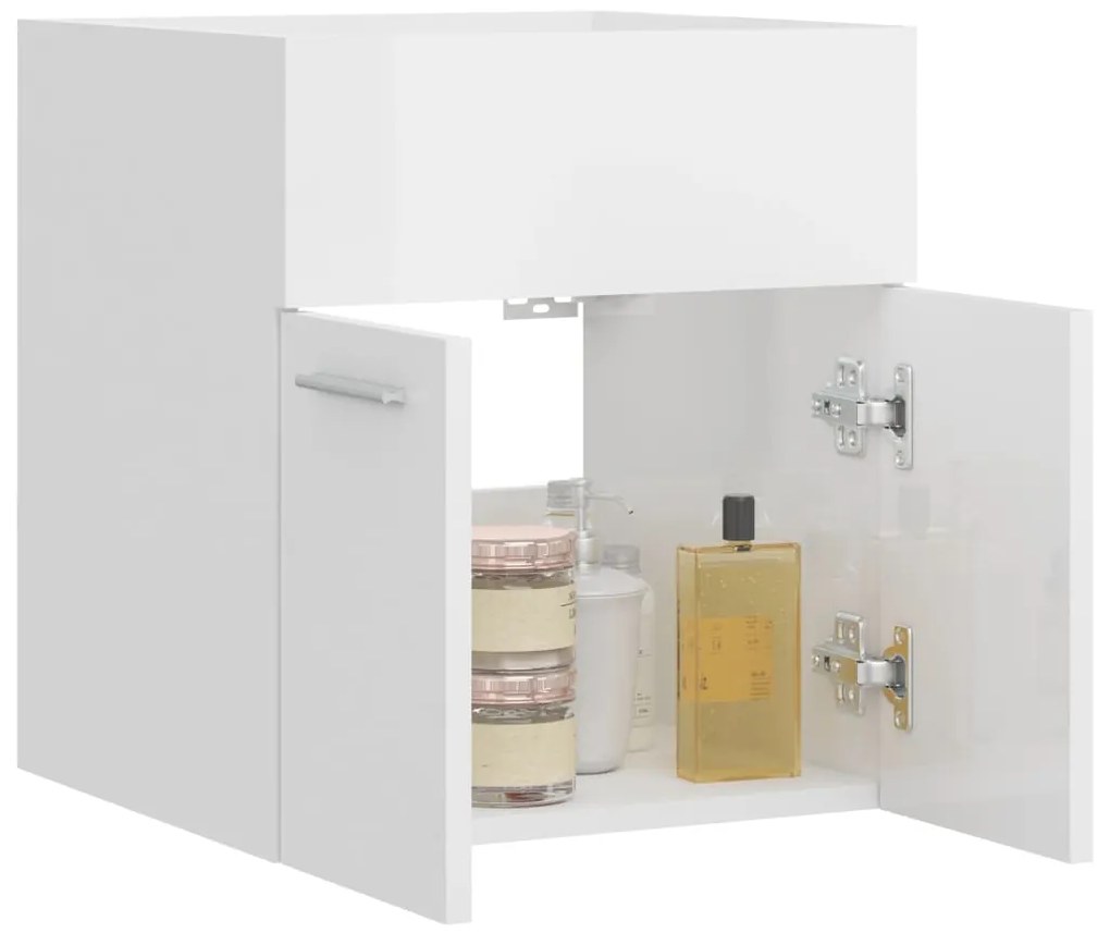 vidaXL Ντουλάπι Νιπτήρα Γυαλιστερό Λευκό 41x38,5x46 εκ από Επεξ. Ξύλο