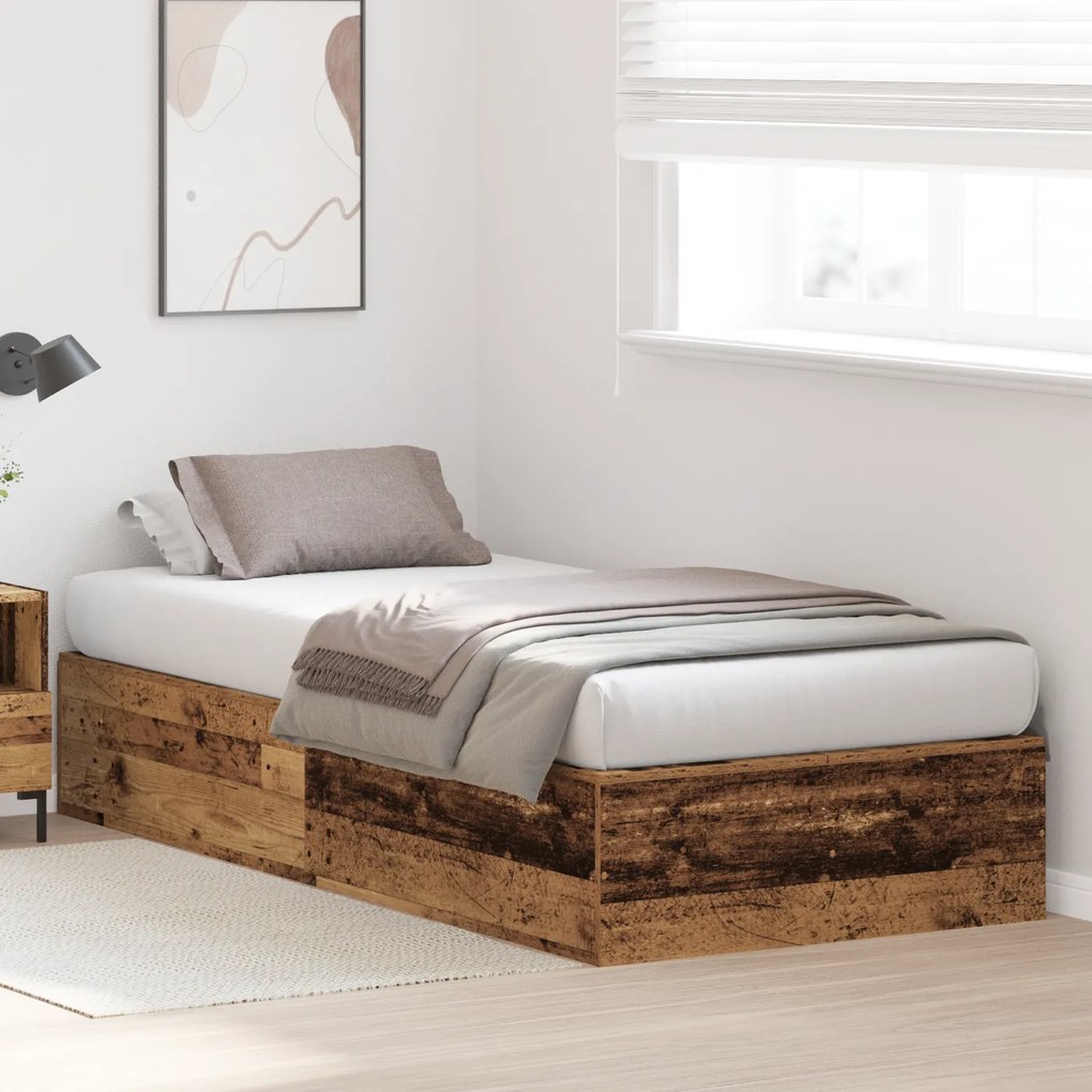 vidaXL Κρεβάτι Αποθήκευσης  από Παλιό Ξύλο 90x190 cm