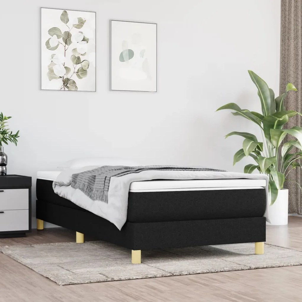 vidaXL Πλαίσιο Κρεβατιού Boxspring Μαύρο 90x190 εκ. Υφασμάτινο