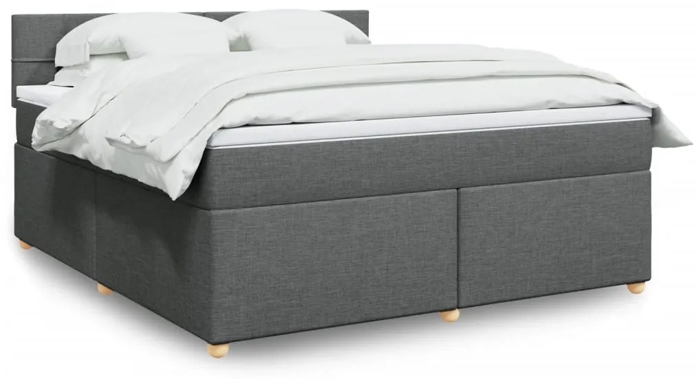 vidaXL Κρεβάτι Boxspring με Στρώμα Σκούρο Γκρι 180x200 εκ Υφασμάτιν