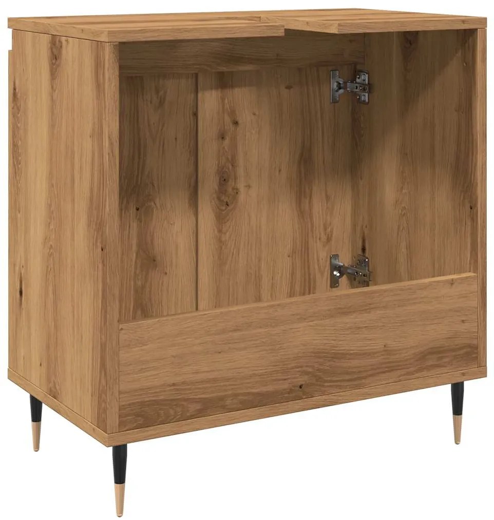 vidaXL Ντουλάπι μπάνιου Δρυς τεχνίτης 58x33x60 cm Κατασκευασμένο ξύλο