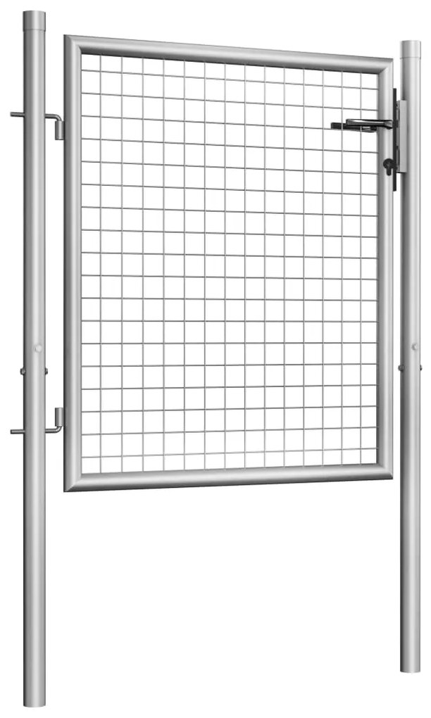 vidaXL Πόρτα Περίφραξης Ασημί 105 x 125 εκ. από Γαλβανισμένο Χάλυβα