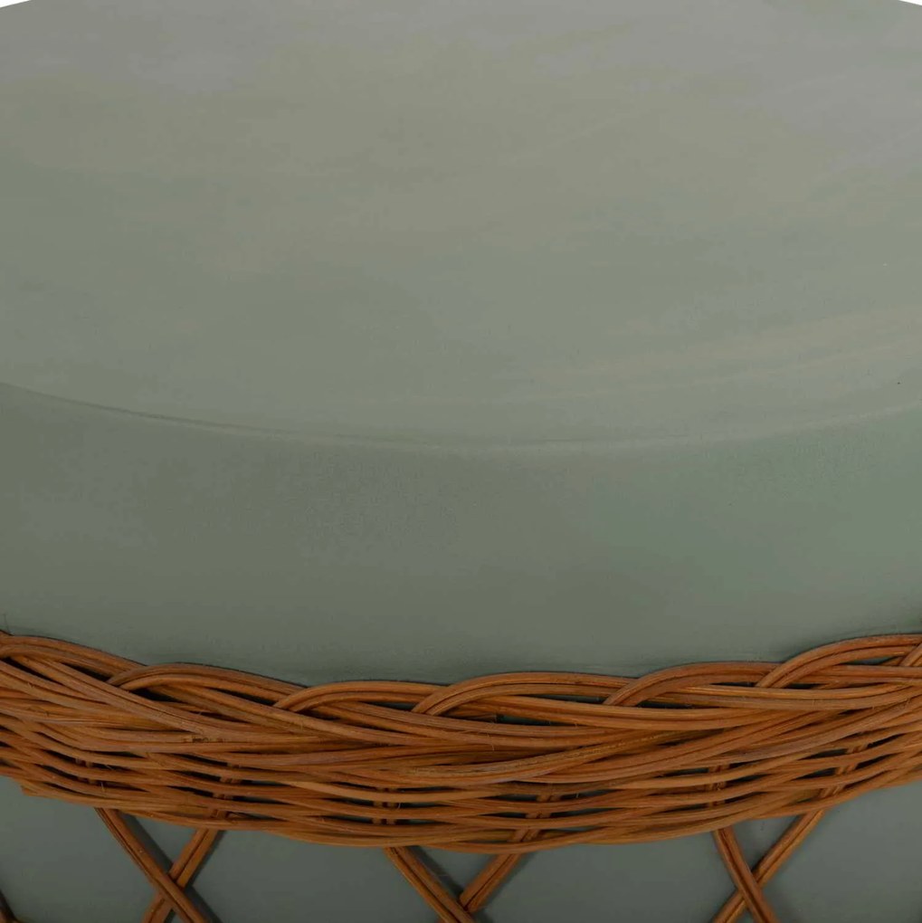 ΤΡΑΠΕΖΙ ΣΑΛΟΝΙΟΥ VILHENA HM18165 FIBER CEMENT ΠΡΑΣΙΝΟ-RATTAN ΦΥΣΙΚΟ Φ56x47Υεκ.