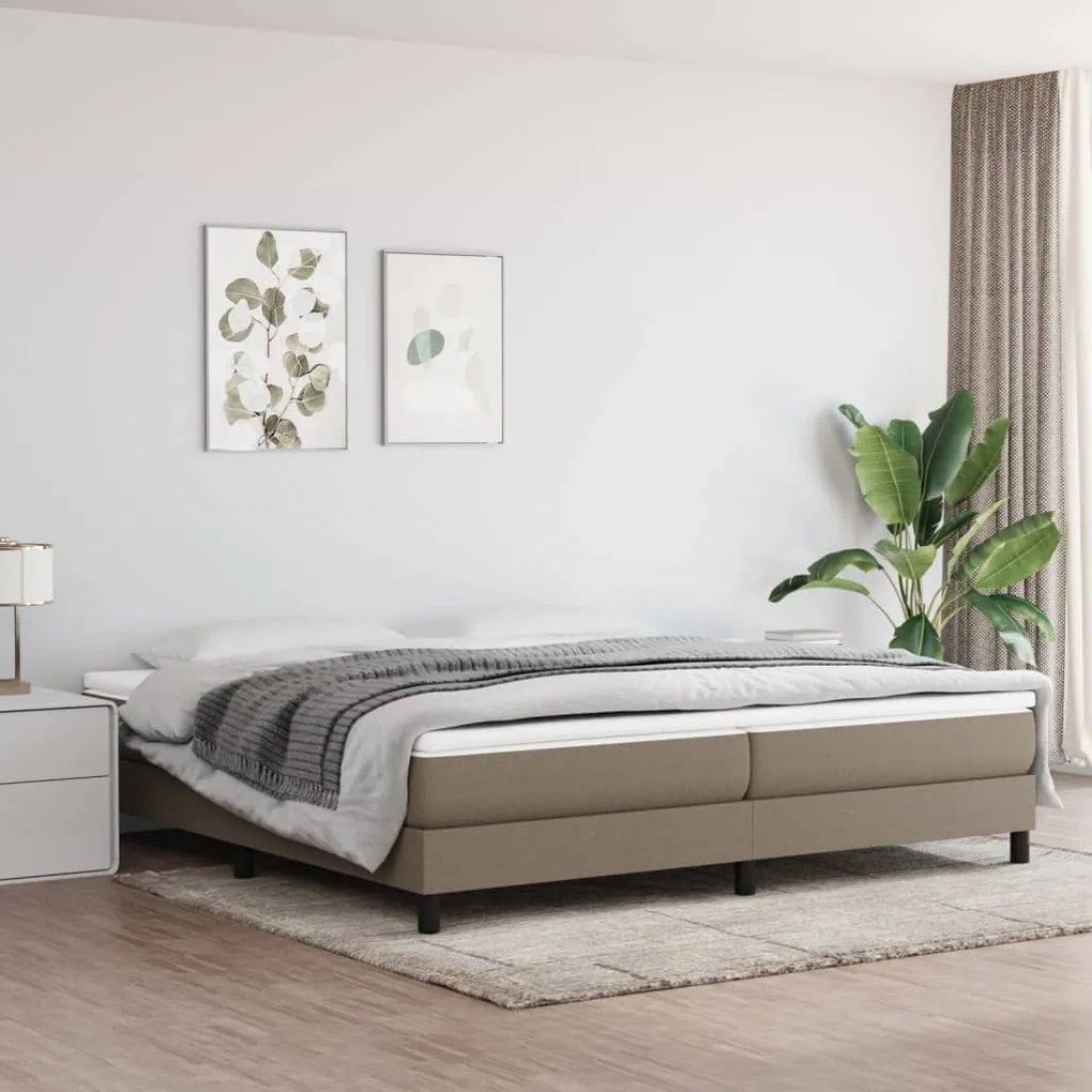 Κρεβάτι Boxspring με Στρώμα Taupe 200x200 εκ. Υφασμάτινο