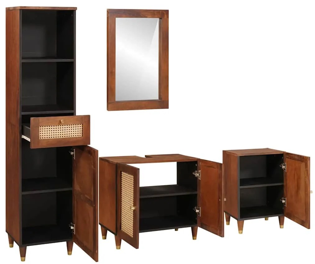 vidaXL Έπιπλα μπάνιου με συρτάρι Επιτοίχιο 4 pcs 38 x 33 x 160 εκ.