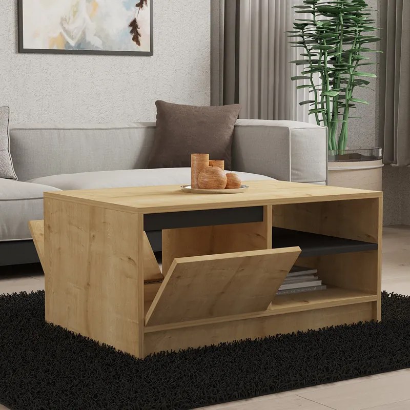 Τραπέζι σαλονιού Narli pakoworld σε oak απόχρωση 90x60x45εκ - 120-000512