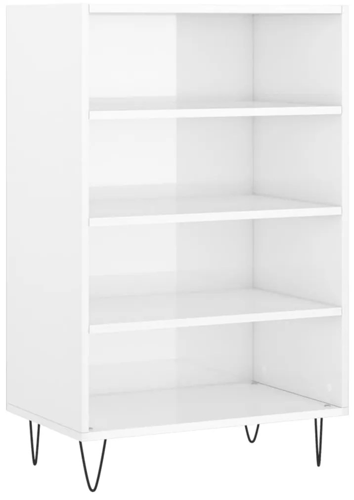 vidaXL Ραφιέρα Γυαλιστερό Λευκό 57 x 35 x 90 από Επεξεργασμένο Ξύλο