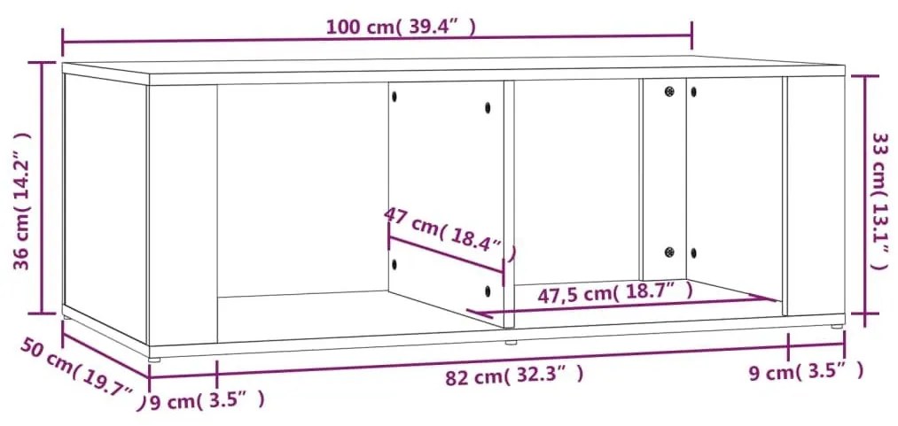 Τραπεζάκι Σαλονιού Καφέ Δρυς 100x50x36 εκ. Επεξεργασμ. Ξύλο - Καφέ