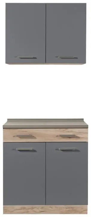 Έτοιμη Σύνθεση Κουζίνα Dalila 80 Γκρί Δρύς - Γκρί 80x51,5x206,5 εκ. 80x51.5x206.5 εκ.