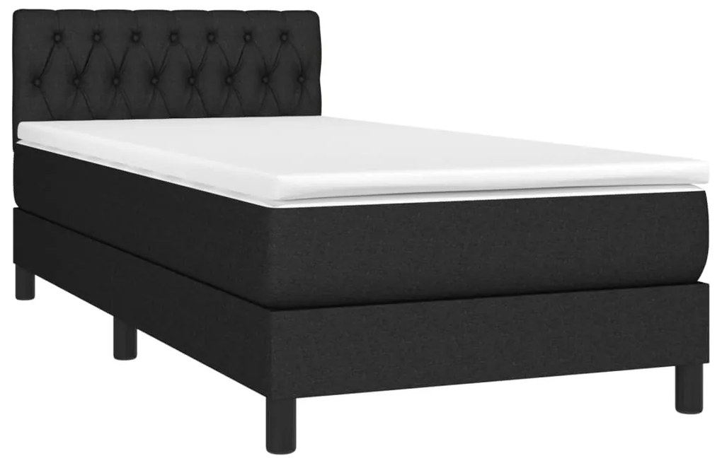 vidaXL Κρεβάτι Boxspring με Στρώμα Μαύρο 100 x 200 εκ. Υφασμάτινο