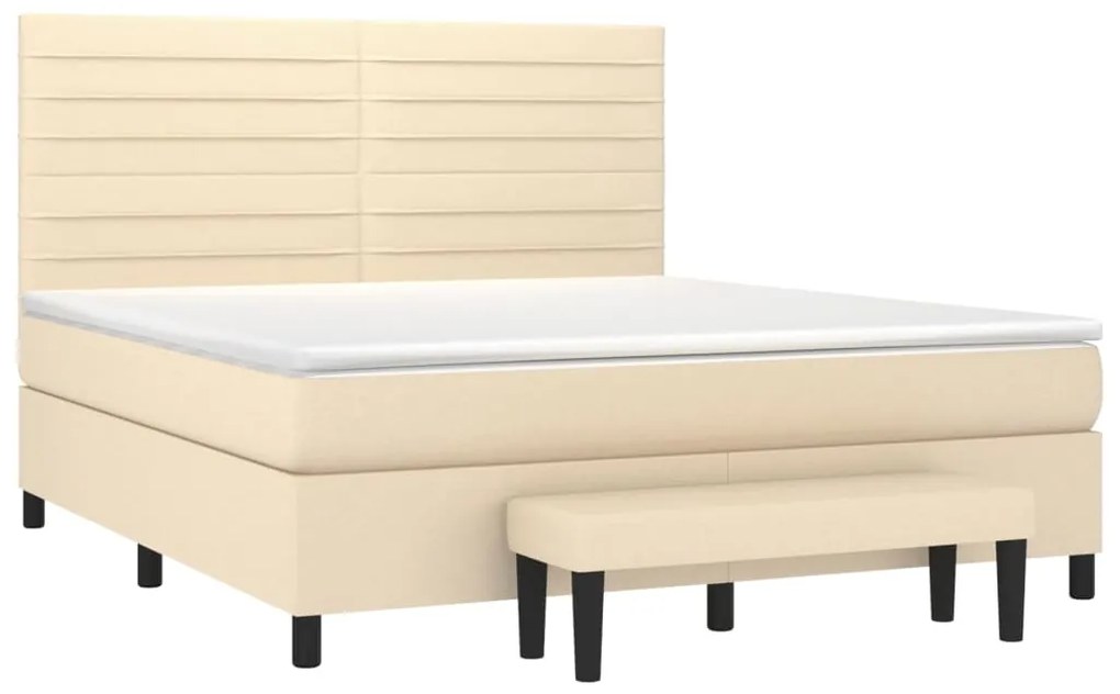 ΚΡΕΒΑΤΙ BOXSPRING ΜΕ ΣΤΡΩΜΑ ΚΡΕΜ 160X200 ΕΚ. ΥΦΑΣΜΑΤΙΝΟ 3136690