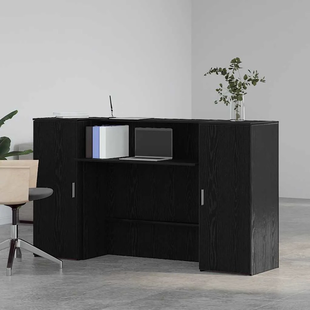vidaXL Γραφείο υποδοχής Μαύρο Δρυς 180x50x103,5 εκ. Επεξεργασμένο Ξύλο