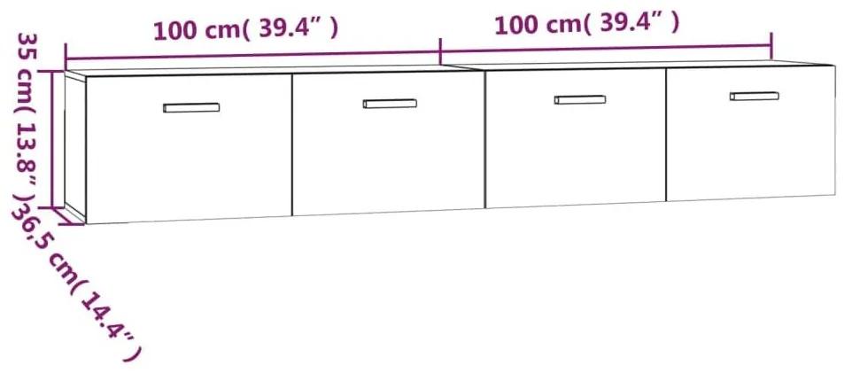 Ντουλάπια Τοίχου 2 τεμ. Sonoma 100x36,5x35 εκ. Επεξ. Ξύλο - Γκρι