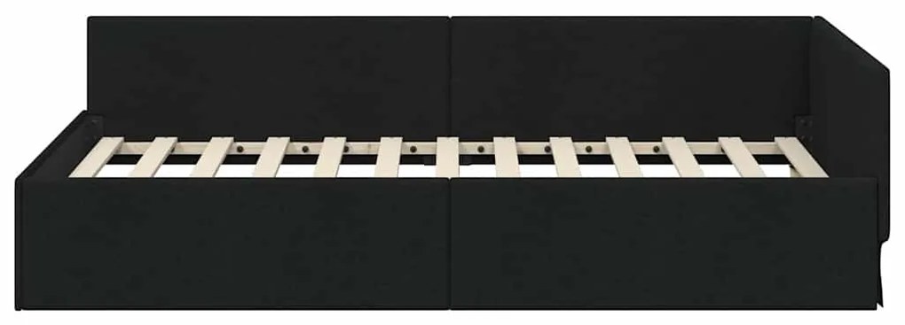 vidaXL Κρεβάτι Γωνίας Μαύρο 90 x 200 cm Ύφασμα και Έργο ξύλου