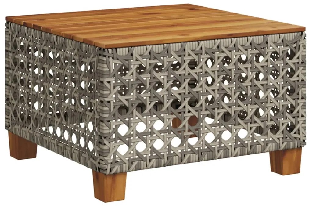 vidaXL Τραπέζι Κήπου Γκρι 55x55x36 εκ. Συνθετικό Ρατάν/Ξύλο Ακακίας