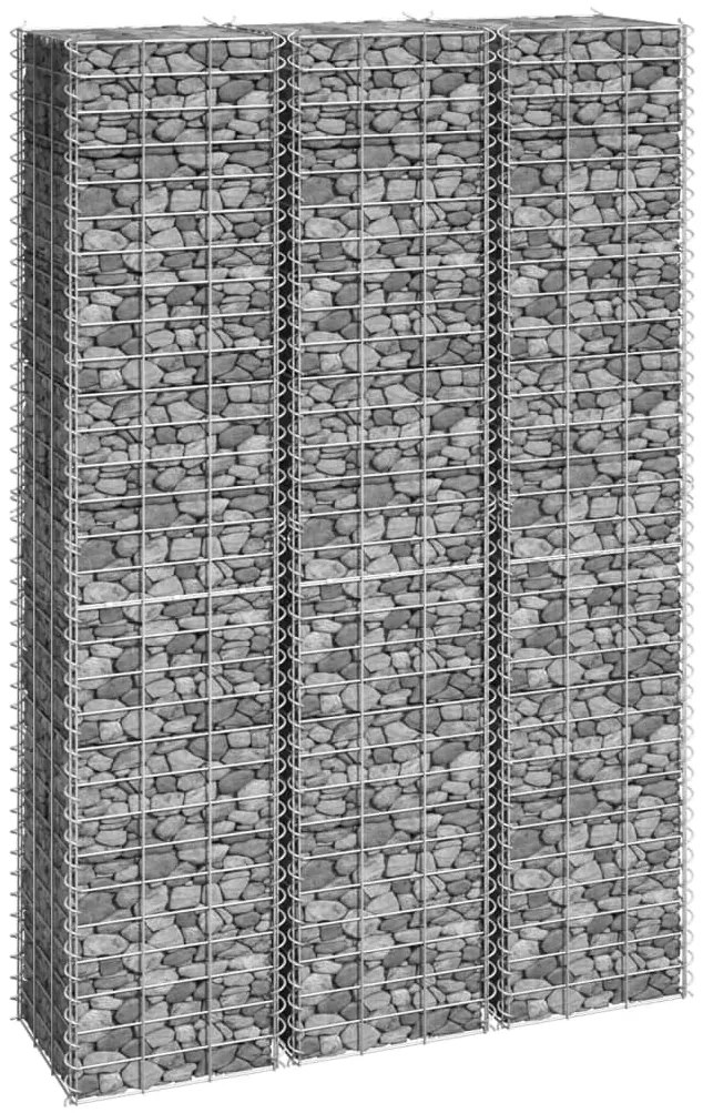 vidaXL Συρματοκιβώτια-Γλάστρες Υπερυψ. 3 τεμ. 30x30x150εκ. Σιδερένιες