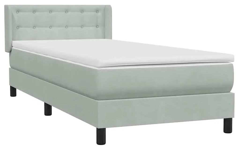 Κρεβάτι Boxspring με Στρώμα Ανοιχτό Γκρι 80x210 εκ. Βελούδινο - Γκρι