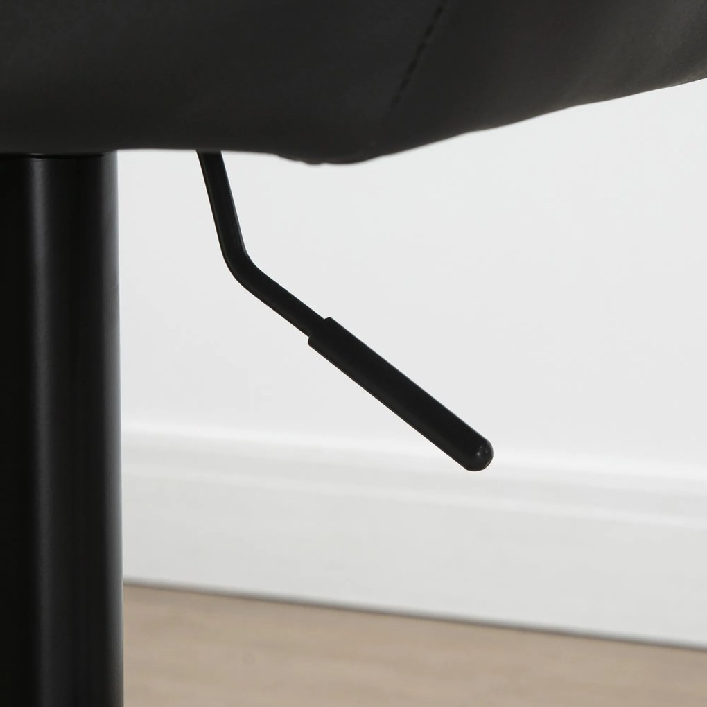 Σκαμπό μπαρ HOMCOM σετ 2 τεμαχίων, ρετρό σχεδιασμός, ρυθμιζόμενο ύψος, δερματίνη, όψη λινό, γκρι + μαύρο